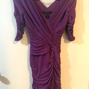 BCBGMaxAzria Ruched Long Sleeve Dress in Purple